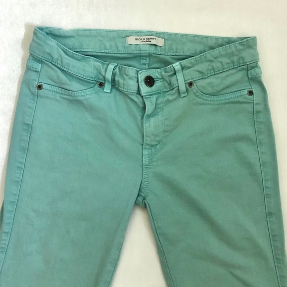 Rich & Skinny teal blue mid rise skinny jeans 29 - Picture 4 of 8
